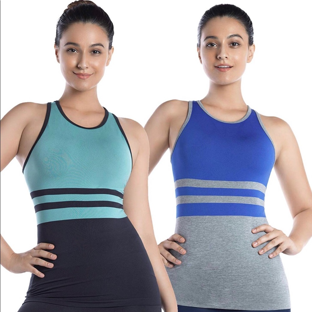 Women's seamless workout tops 2pack